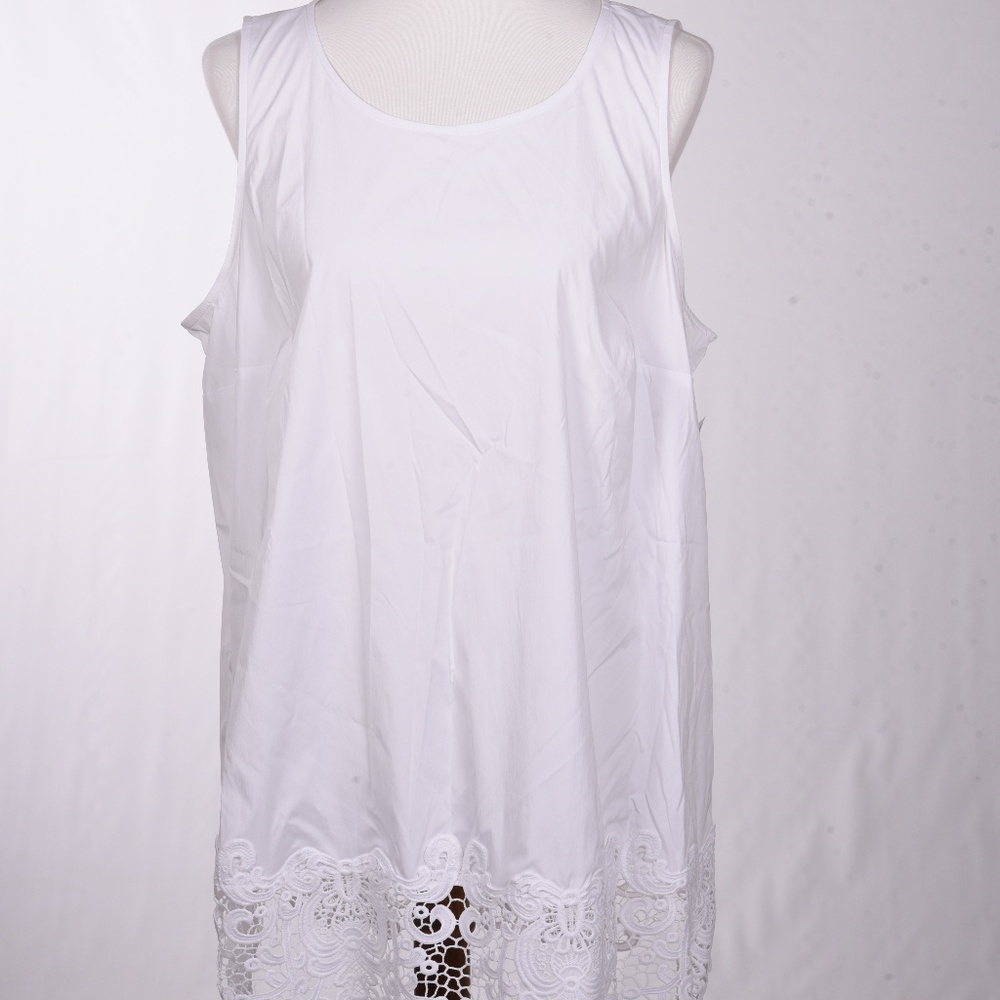 Alfani White Lace Sleeveless Blouse Size 14W NEW